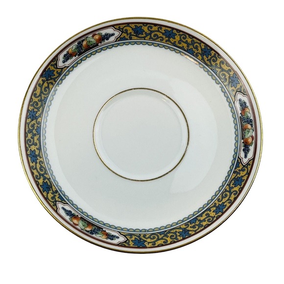 Thomas Bavaria Harvest Saucer For Footed Cup Only Fruit Blue Scroll Gold Rim - Picture 1 of 4